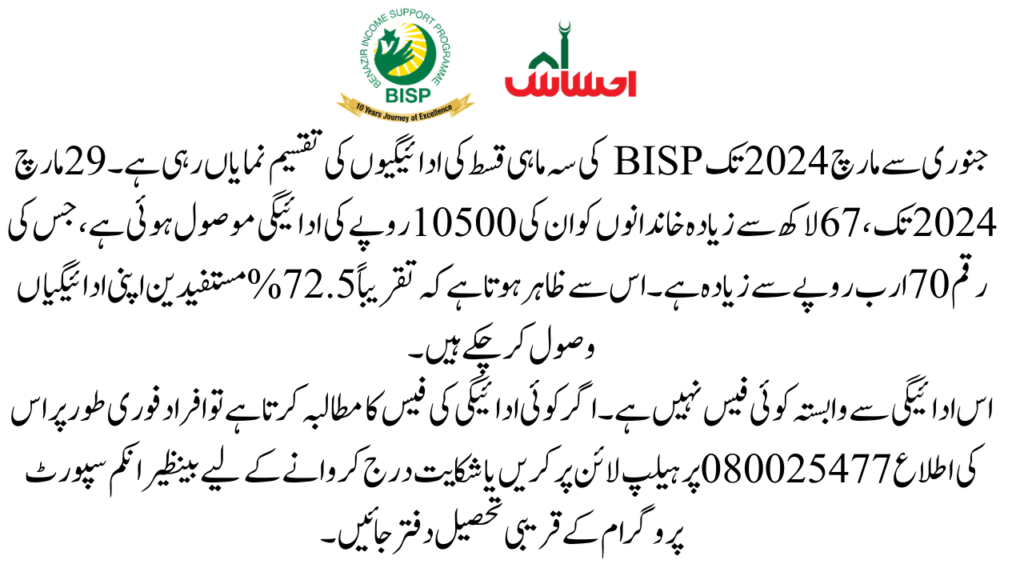 BISP March 10500 Payment Details