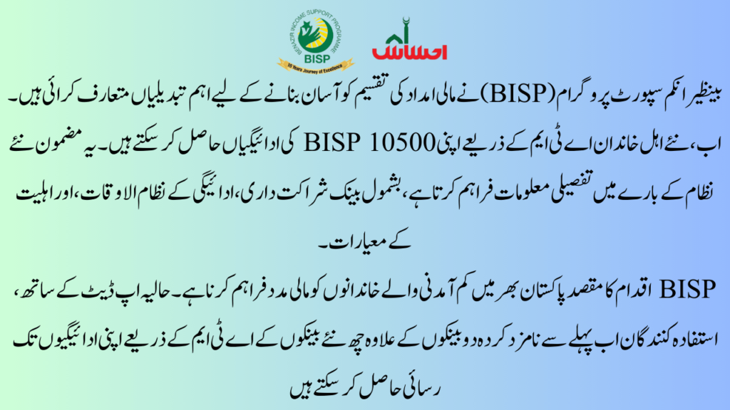 Overview of BISP 10500 Payment Through ATMs